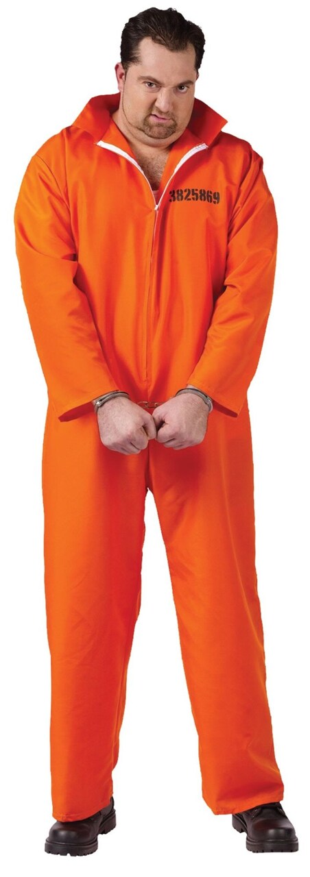 The Costume Center Orange and Black Got Busted Halloween Costume - Extra Large